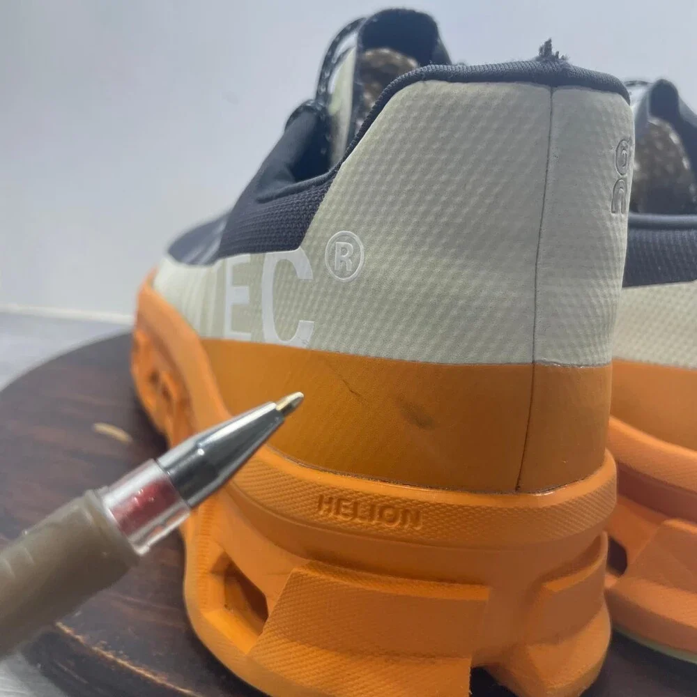 On Cloudmonster Eclipse Turmeric Orange Dark Grey 61.98656 Men's Size 14 Running